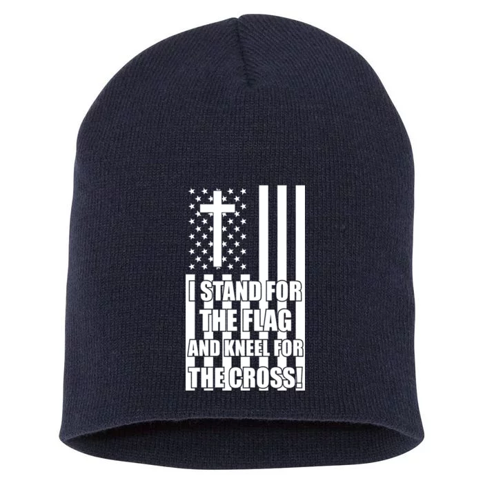 Stand For the Flag and Kneel for the Cross USA Flag Short Acrylic Beanie