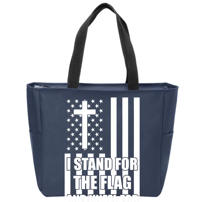 Stand For the Flag and Kneel for the Cross USA Flag Zip Tote Bag