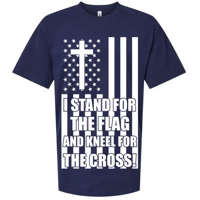 Stand For the Flag and Kneel for the Cross USA Flag Sueded Cloud Jersey T-Shirt