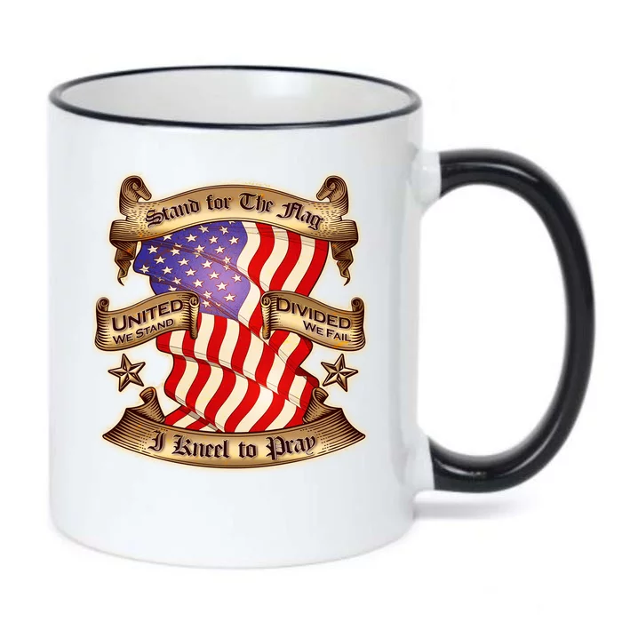 Stand For The Flag I Kneel To Pray United We Stand Divided We Fail Black Color Changing Mug