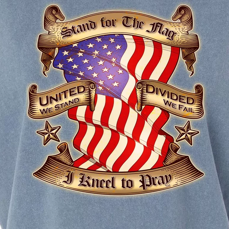 Stand For The Flag I Kneel To Pray United We Stand Divided We Fail Garment-Dyed Women's Muscle Tee