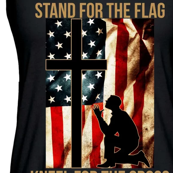 Stand For the Flag Kneel for the Cross Ladies Essential Flowy Tank