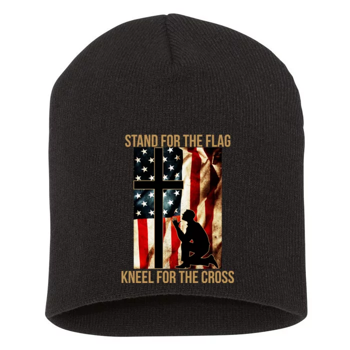 Stand For the Flag Kneel for the Cross Short Acrylic Beanie