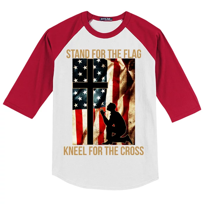 Stand For the Flag Kneel for the Cross Kids Colorblock Raglan Jersey