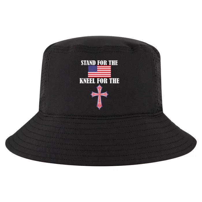 Stand For the Flag Kneel For the Cross National Anthem Cool Comfort Performance Bucket Hat