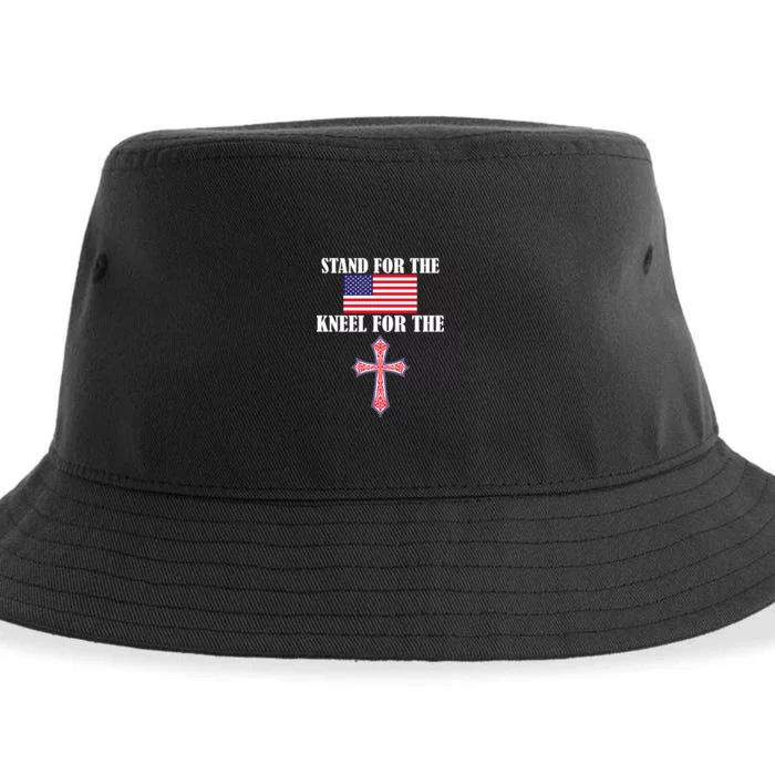 Stand For the Flag Kneel For the Cross National Anthem Sustainable Bucket Hat