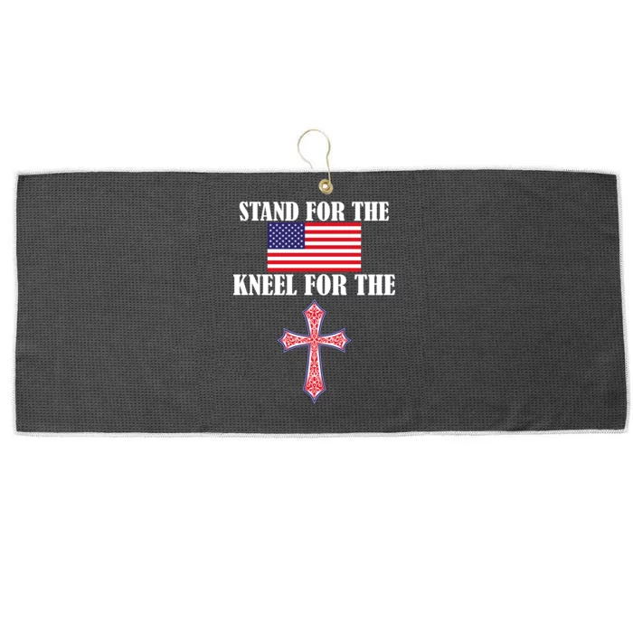 Stand For the Flag Kneel For the Cross National Anthem Large Microfiber Waffle Golf Towel