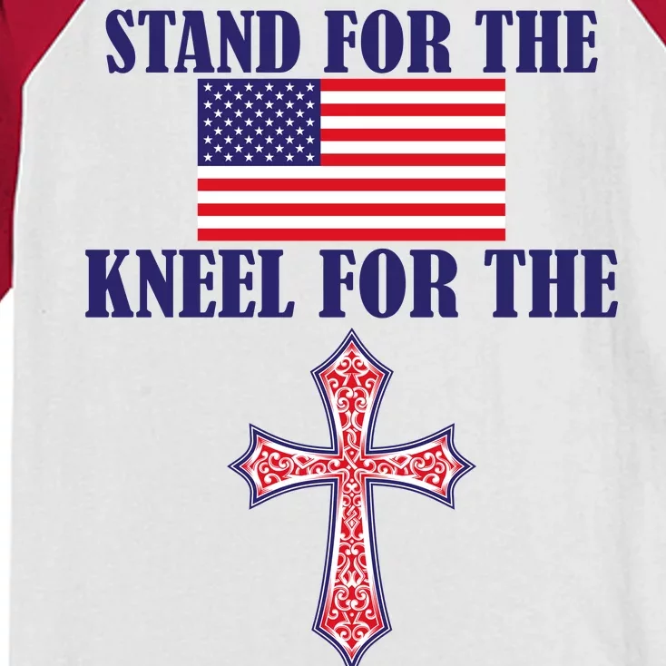 Stand For the Flag Kneel For the Cross National Anthem Kids Colorblock Raglan Jersey