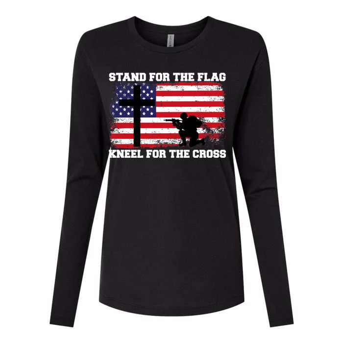 Stand For the Flag Kneel for the Cross USA Army Womens Cotton Relaxed Long Sleeve T-Shirt