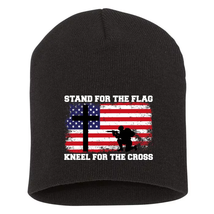 Stand For the Flag Kneel for the Cross USA Army Short Acrylic Beanie