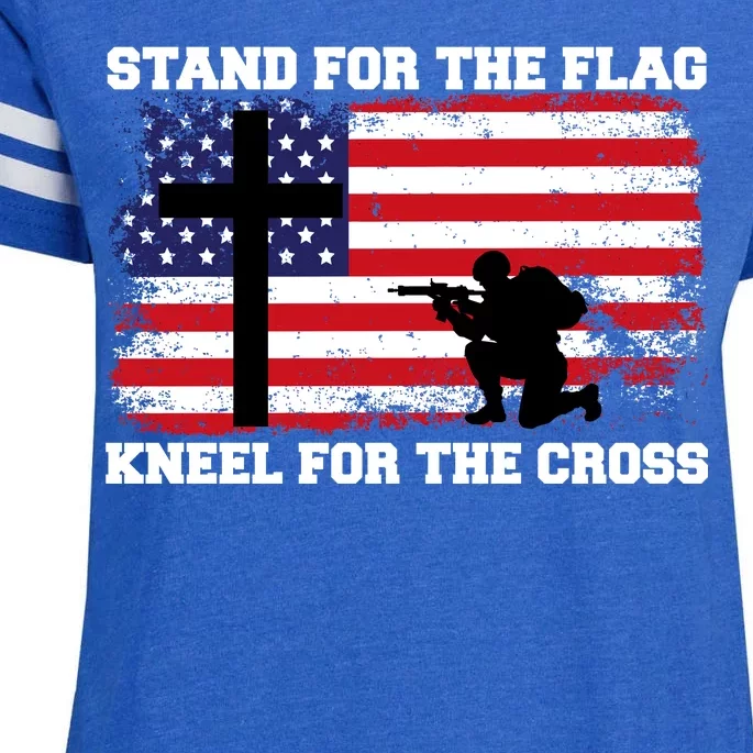 Stand For the Flag Kneel for the Cross USA Army Enza Ladies Jersey Football T-Shirt