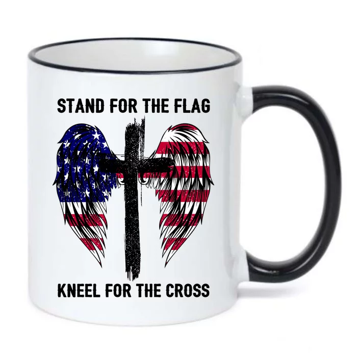 Stand For The Flag Kneel For The Cross USA Eagle Black Color Changing Mug