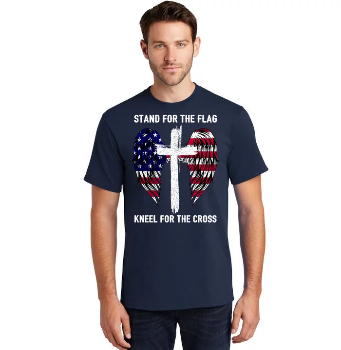 Stand For The Flag Kneel For The Cross USA Eagle Tall T-Shirt