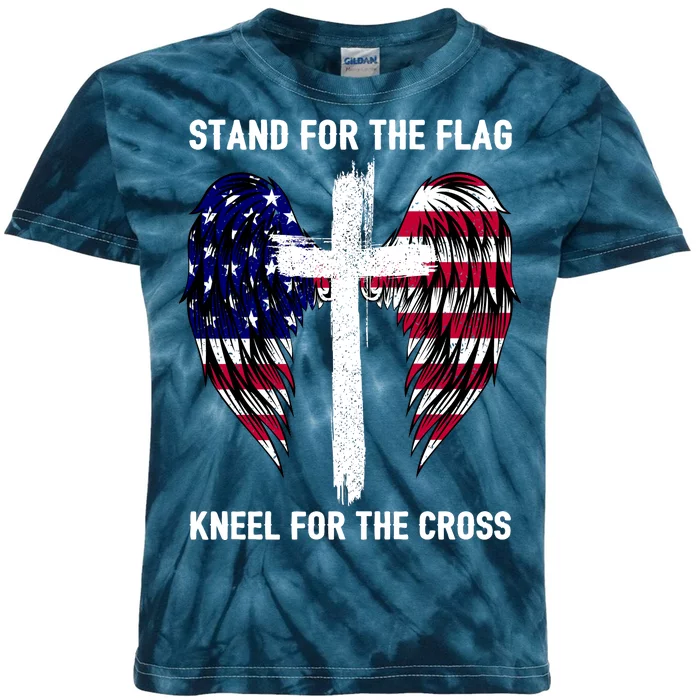 Stand For The Flag Kneel For The Cross USA Eagle Kids Tie-Dye T-Shirt