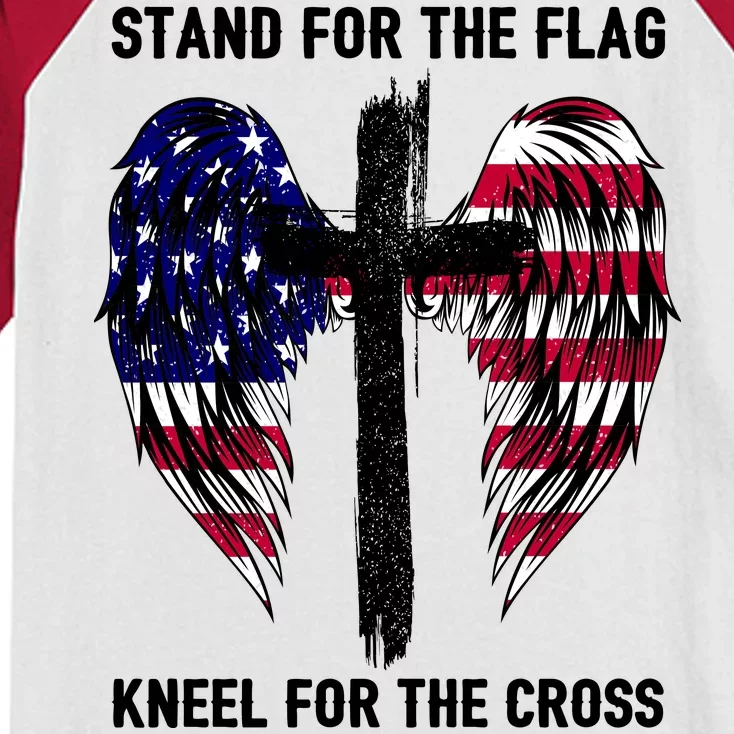 Stand For The Flag Kneel For The Cross USA Eagle Kids Colorblock Raglan Jersey