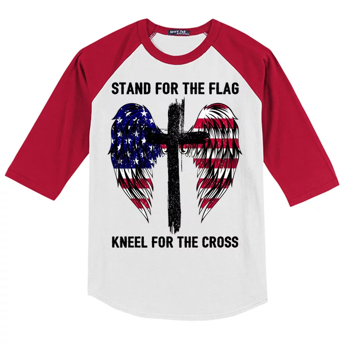 Stand For The Flag Kneel For The Cross USA Eagle Kids Colorblock Raglan Jersey