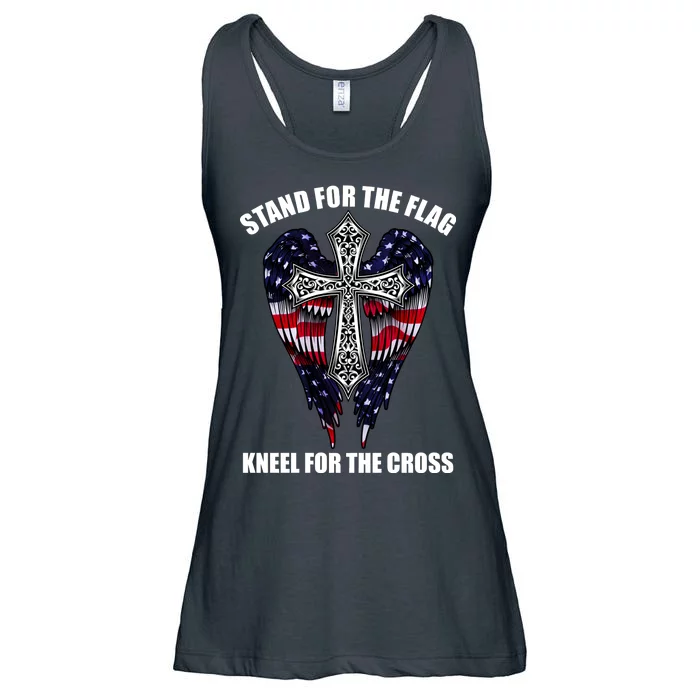 Stand For the Flag Kneel for the Cross USA Eagle Wings Ladies Essential Flowy Tank