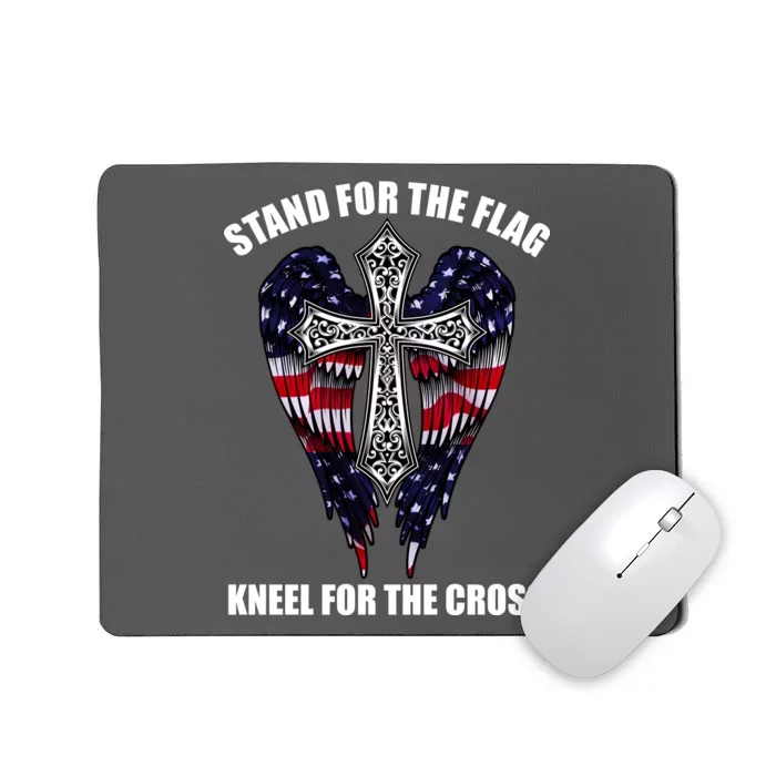 Stand For the Flag Kneel for the Cross USA Eagle Wings Mousepad