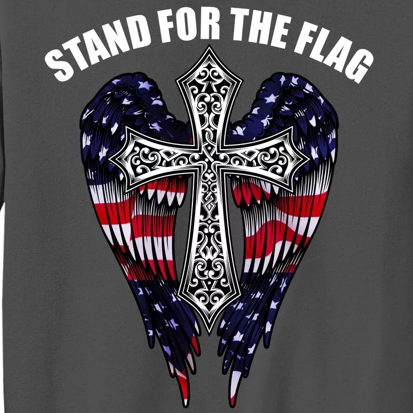 Stand For the Flag Kneel for the Cross USA Eagle Wings Tall Sweatshirt