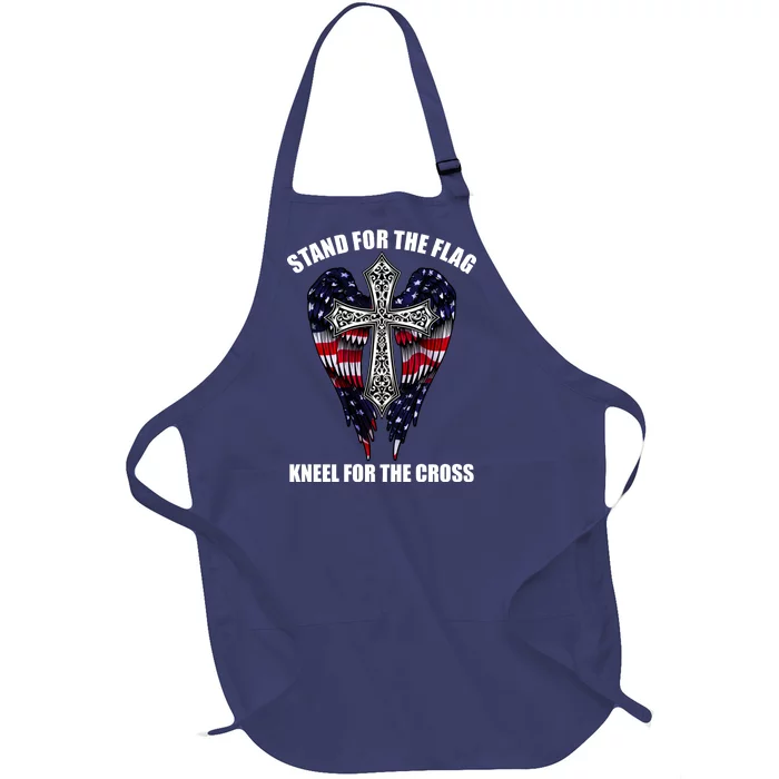 Stand For the Flag Kneel for the Cross USA Eagle Wings Full-Length Apron With Pocket