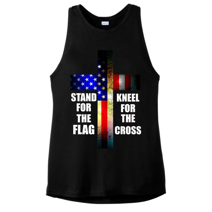 Stand For the Flag Kneel for the Cross USA FLAG Ladies Tri-Blend Wicking Tank