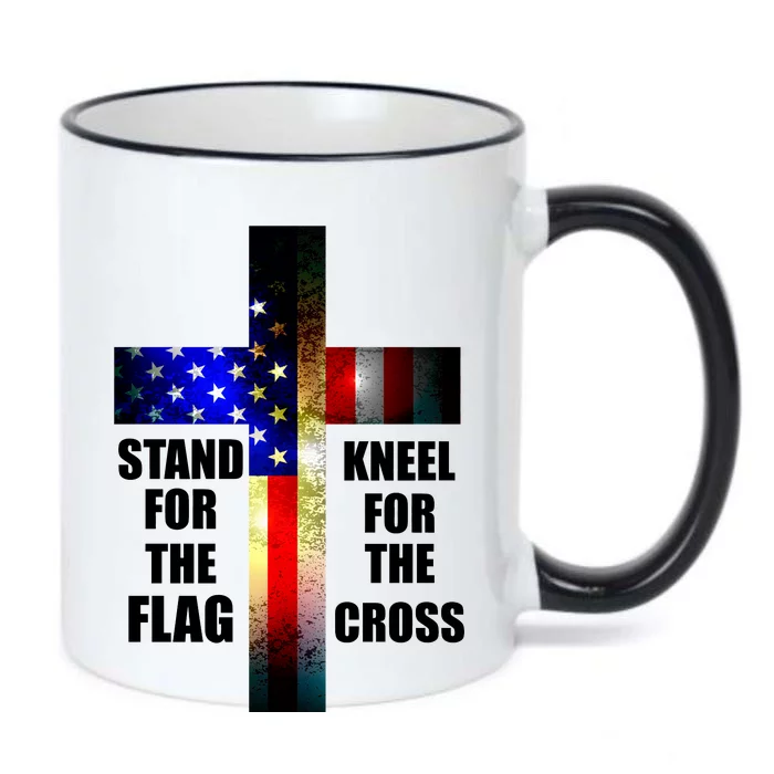 Stand For the Flag Kneel for the Cross USA FLAG Black Color Changing Mug