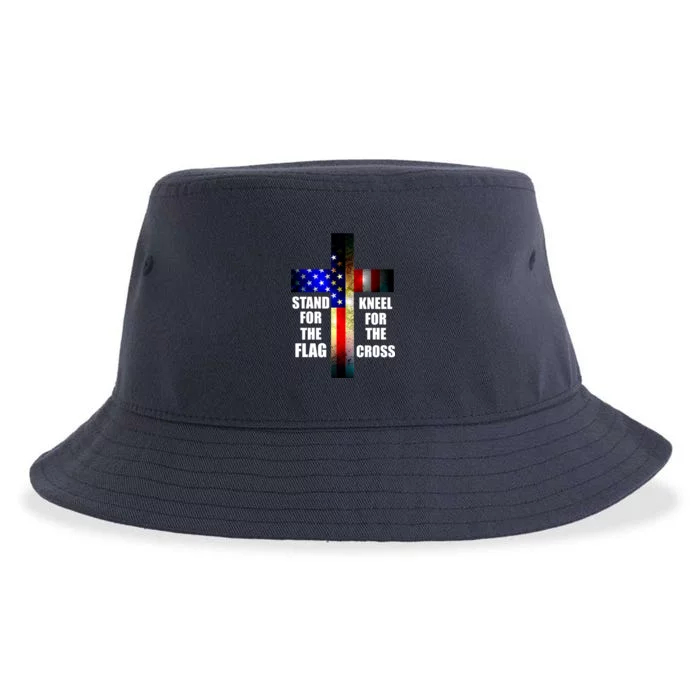 Stand For the Flag Kneel for the Cross USA FLAG Sustainable Bucket Hat