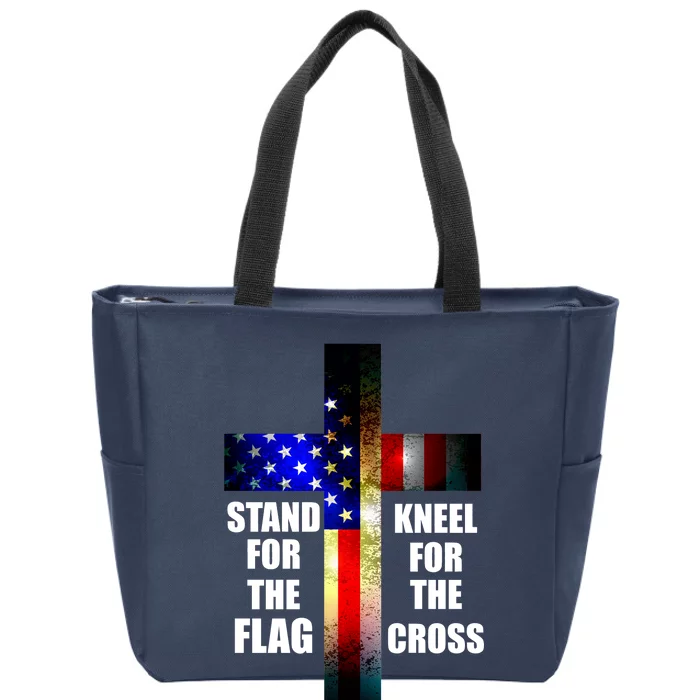 Stand For the Flag Kneel for the Cross USA FLAG Zip Tote Bag