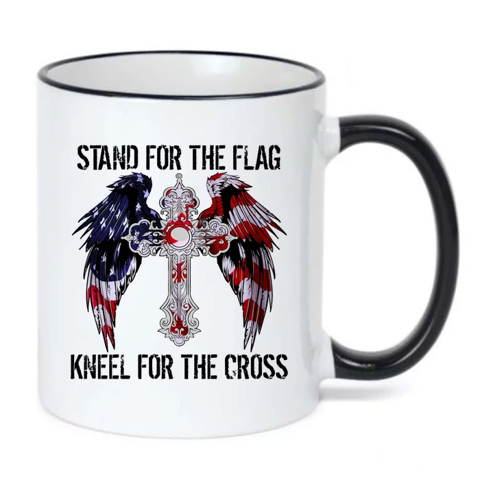 Stand For The Flag Kneel For The Cross USA National Anthem Black Color Changing Mug