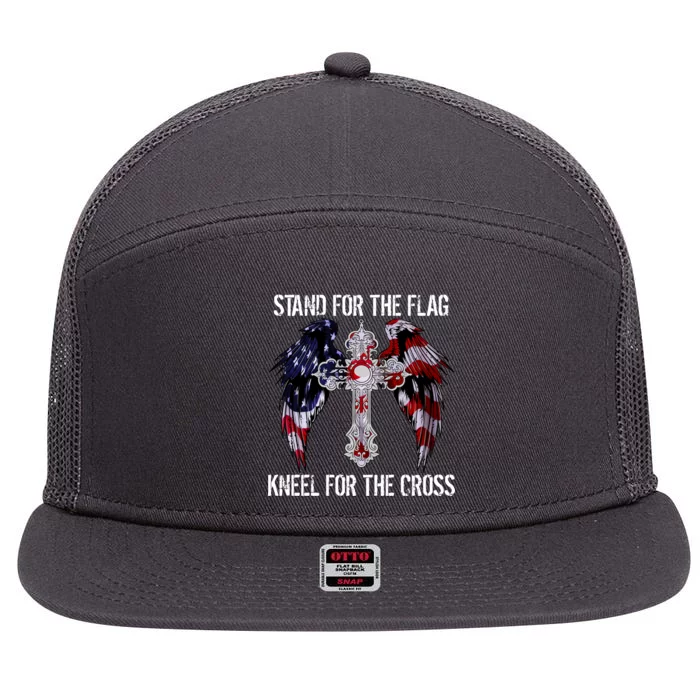 Stand For The Flag Kneel For The Cross USA National Anthem 7 Panel Mesh Trucker Snapback Hat