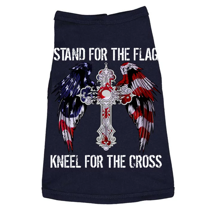 Stand For The Flag Kneel For The Cross USA National Anthem Doggie Tank