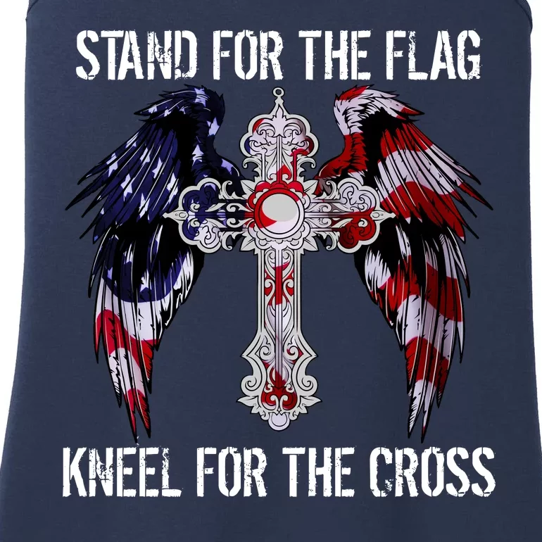 Stand For The Flag Kneel For The Cross USA National Anthem Ladies Essential Tank