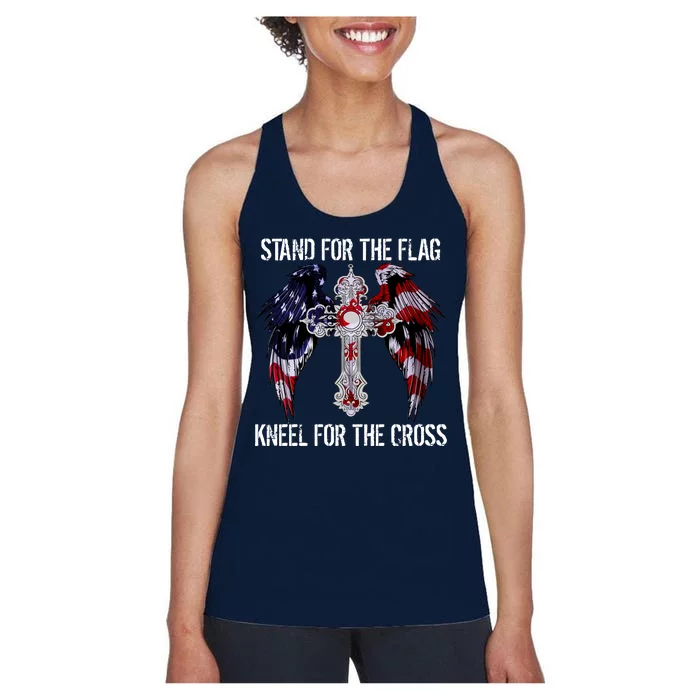 Stand For The Flag Kneel For The Cross USA National Anthem Women's Racerback Tank