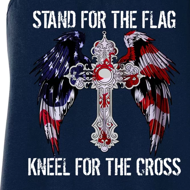 Stand For The Flag Kneel For The Cross USA National Anthem Women's Racerback Tank