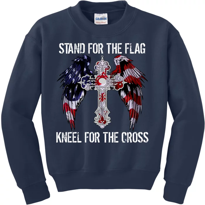 Stand For The Flag Kneel For The Cross USA National Anthem Kids Sweatshirt