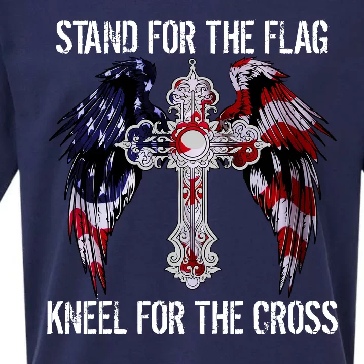 Stand For The Flag Kneel For The Cross USA National Anthem Sueded Cloud Jersey T-Shirt