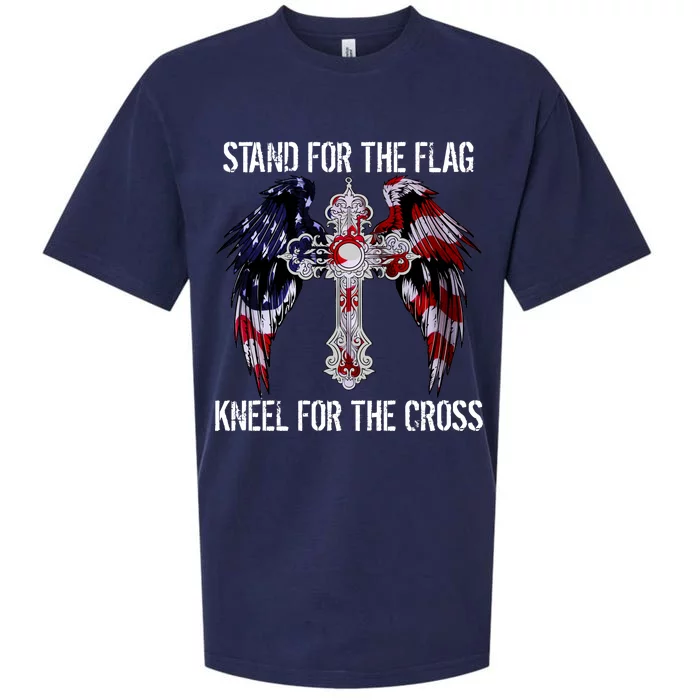 Stand For The Flag Kneel For The Cross USA National Anthem Sueded Cloud Jersey T-Shirt