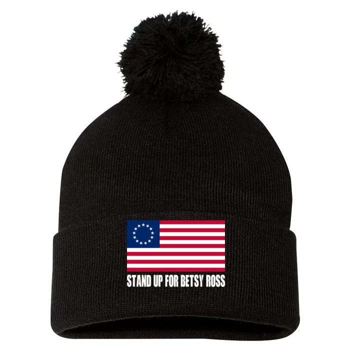 Stand Up For Betsy Ross First American Flag Pom Pom 12in Knit Beanie