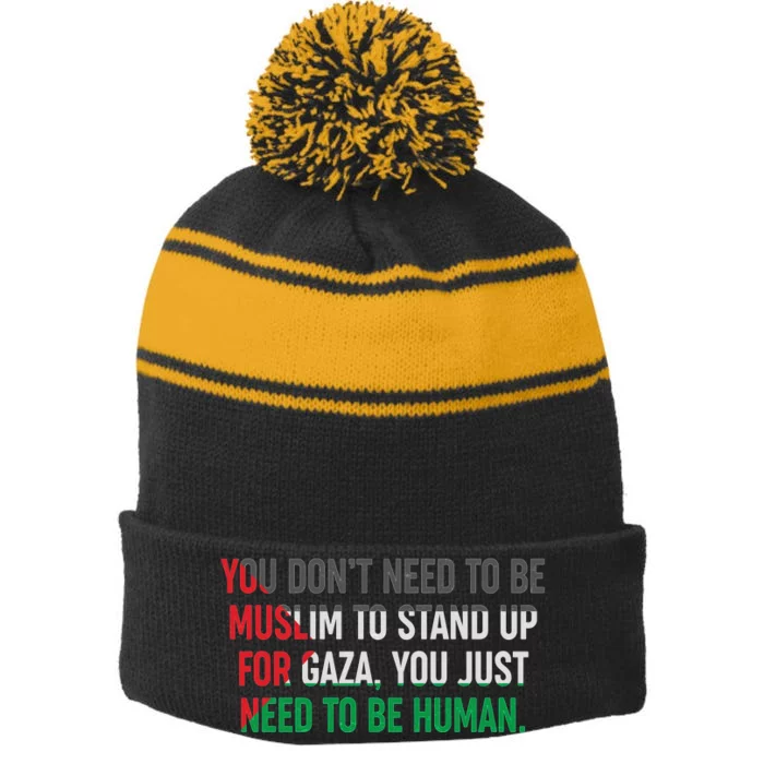 Stand Up For Gaza, Free Palestine Stripe Pom Pom Beanie