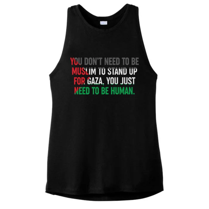 Stand Up For Gaza, Free Palestine Ladies Tri-Blend Wicking Tank