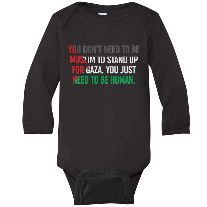 Stand Up For Gaza, Free Palestine Baby Long Sleeve Bodysuit