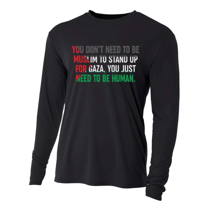 Stand Up For Gaza, Free Palestine Cooling Performance Long Sleeve Crew