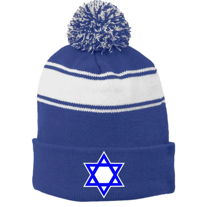 Star of David Stripe Pom Pom Beanie