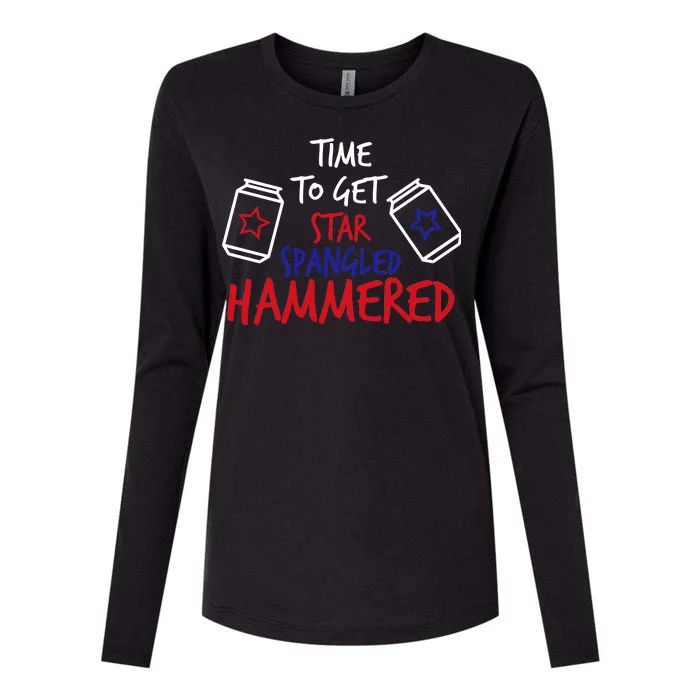 Star Spangled Hammered Womens Cotton Relaxed Long Sleeve T-Shirt