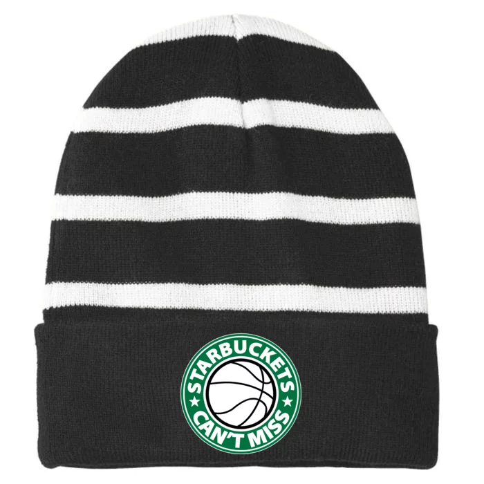 Starbuckets Can't Miss Basketball Striped Beanie with Solid Band