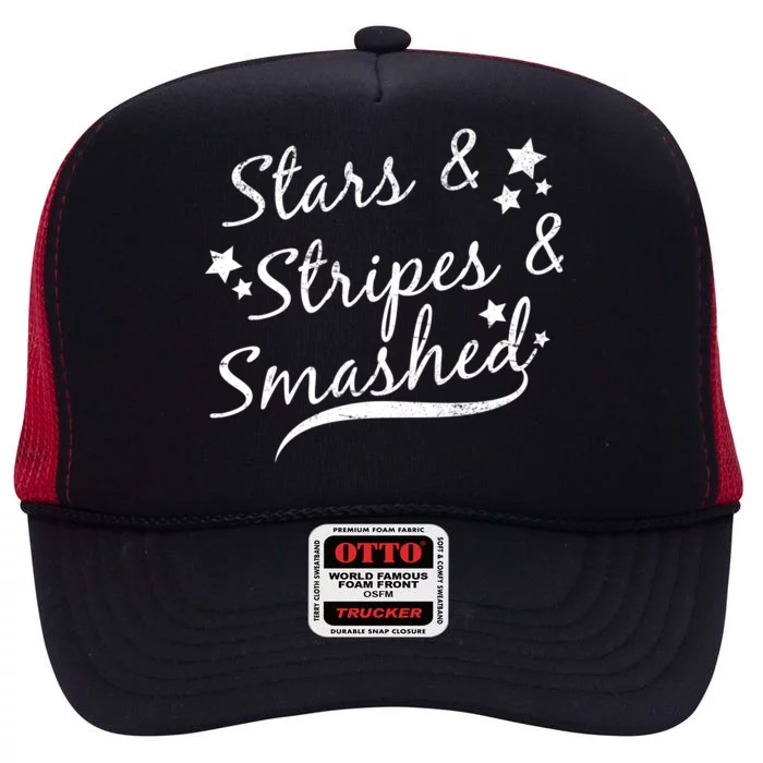 Stars Stripes And Smashed High Crown Mesh Trucker Hat