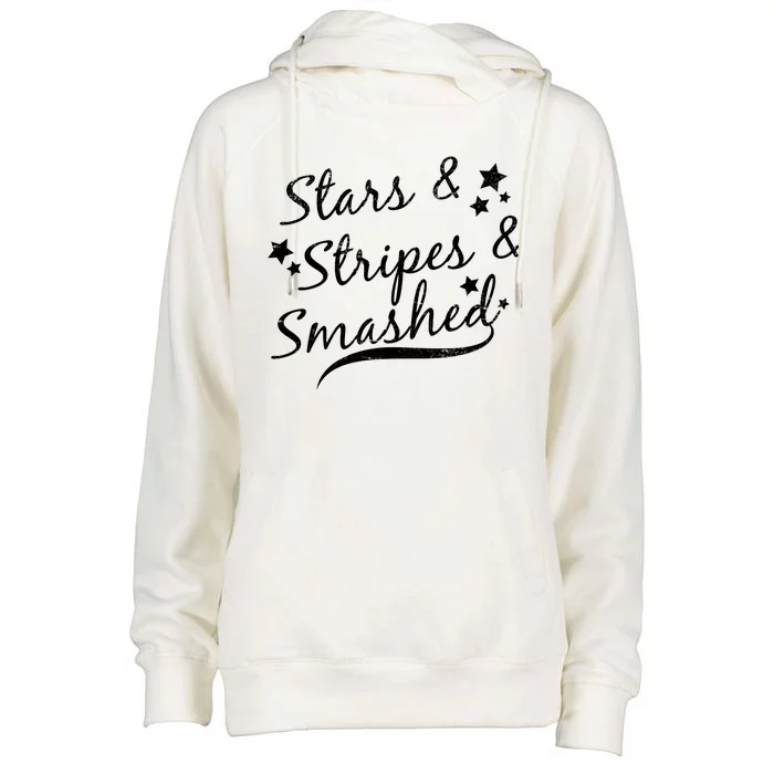 Stars Stripes And Smashed Womens Funnel Neck Pullover Hood