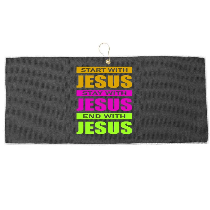 Start Stay End With Jesus Large Microfiber Waffle Golf Towel