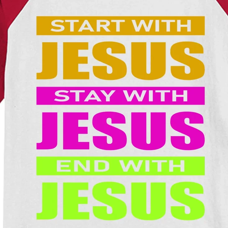 Start Stay End With Jesus Kids Colorblock Raglan Jersey