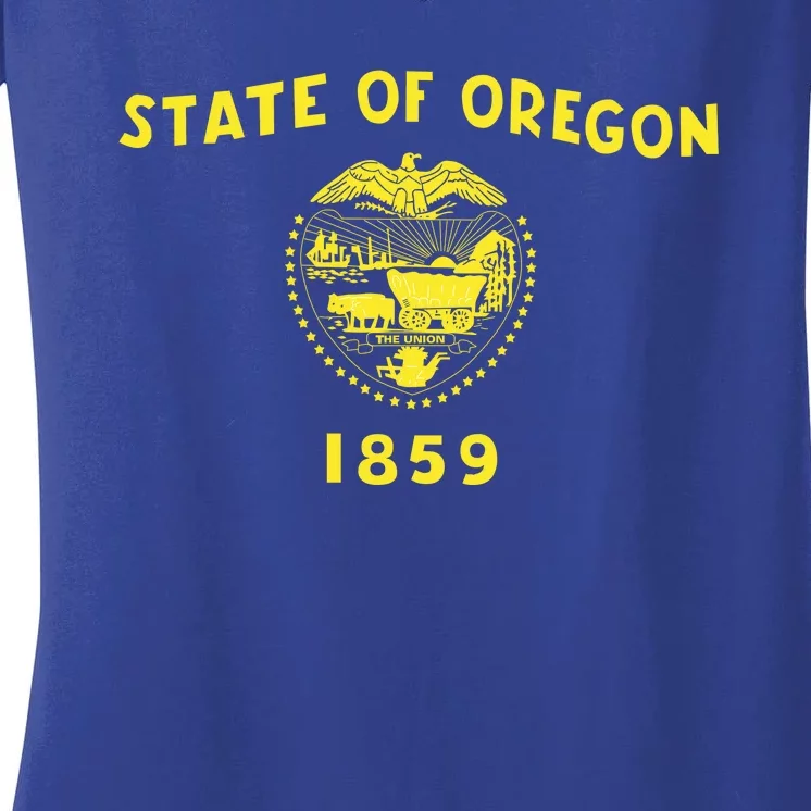 State of Oregon 1859 Women's V-Neck T-Shirt